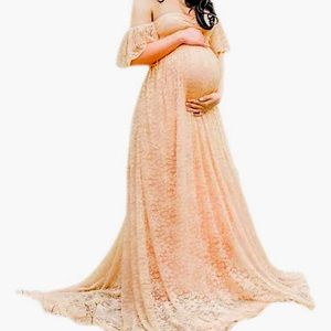 Lace, off shoulder, maternity dress photo shoot